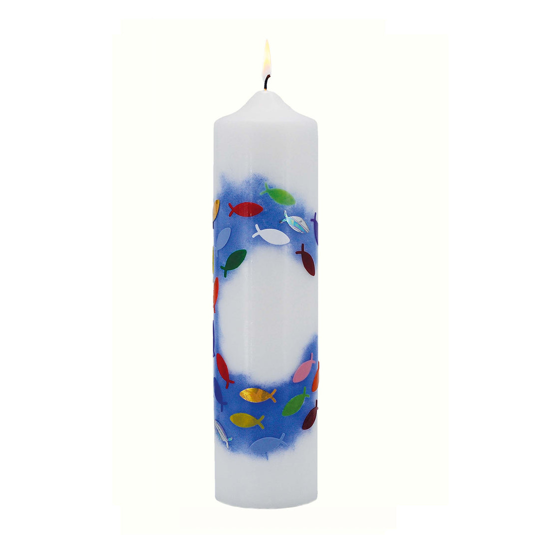 Keresztelési asztali gyertya kézzel díszitett T 65