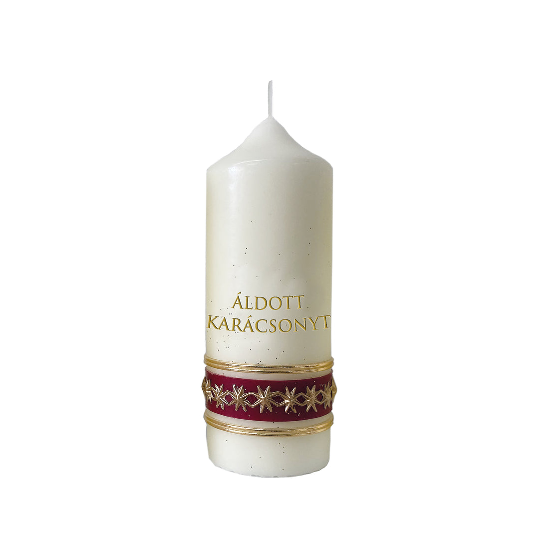 Karácsonyi gyertya 160x60 mm W 100 kézzel díszített