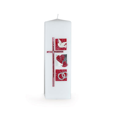 Esküvői gyertya 250x80x80 mm kézzel díszített H 07