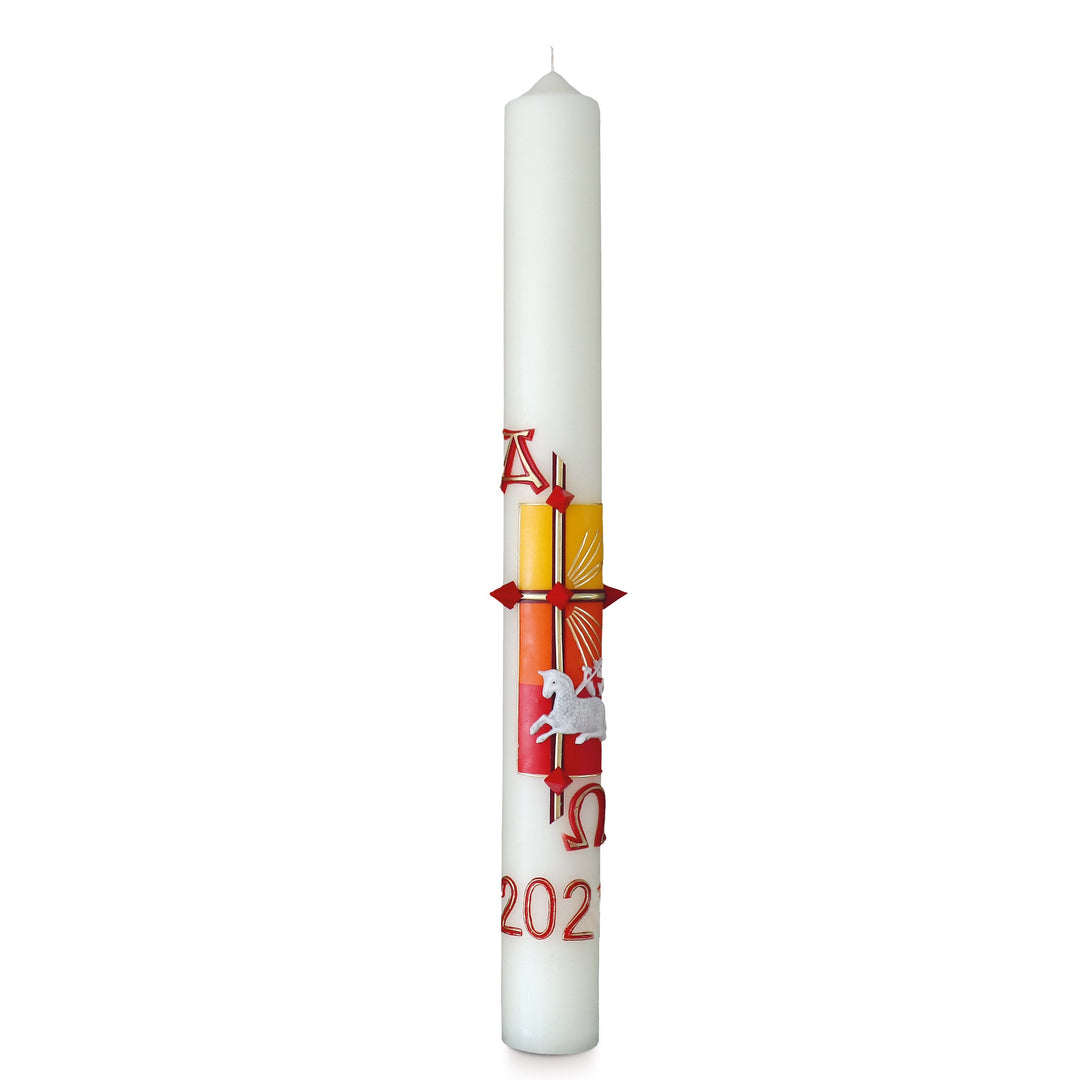 Osterkerze 100 % Bienenwachs 1000x80 mm naturgelb marmoriert - Motive optional