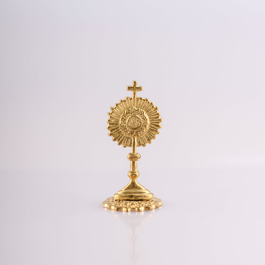 Mini Monstrance sárgaréz IHS felirattal H. 7 cm 7. sz