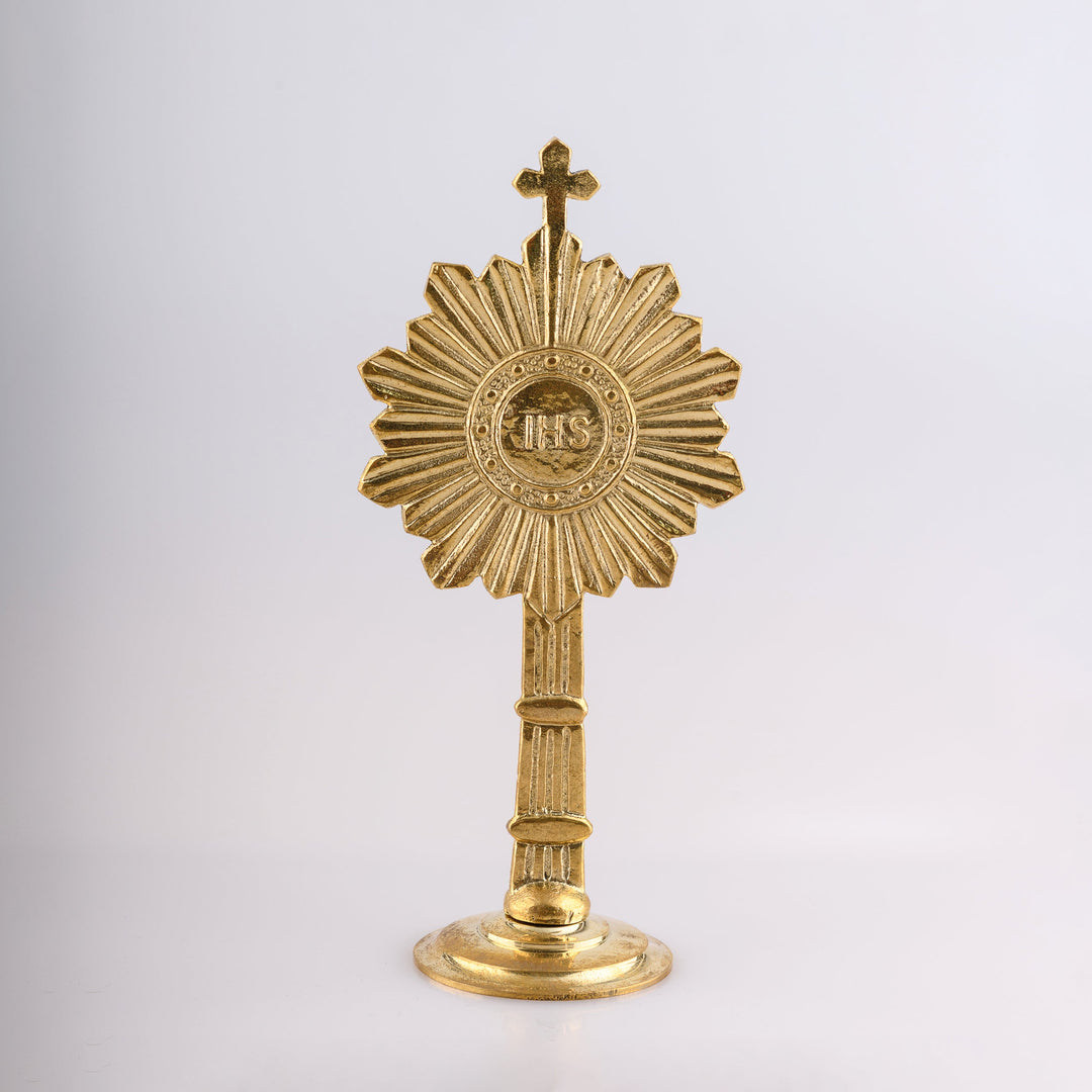 Mini Monstrance sárgaréz IHS felirattal H. 15 cm Nr. 5